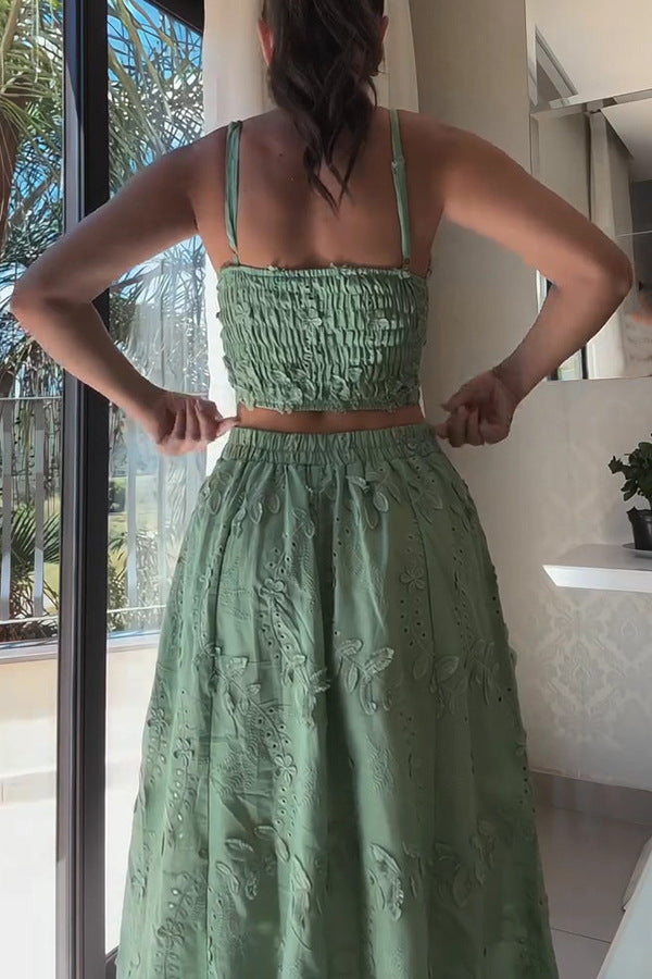 Lace Two Piece Set | Suspender Crop Top & Flowing Skirt | noémi