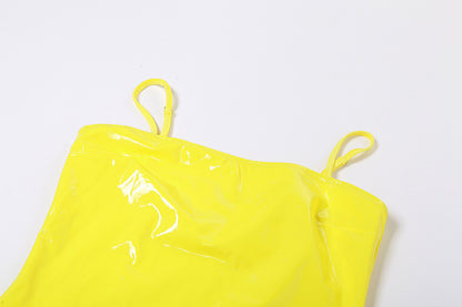 Womens Faux Leather Strapless Sheath Dress | Slim Fit Mini with Adjustable Straps | noémi