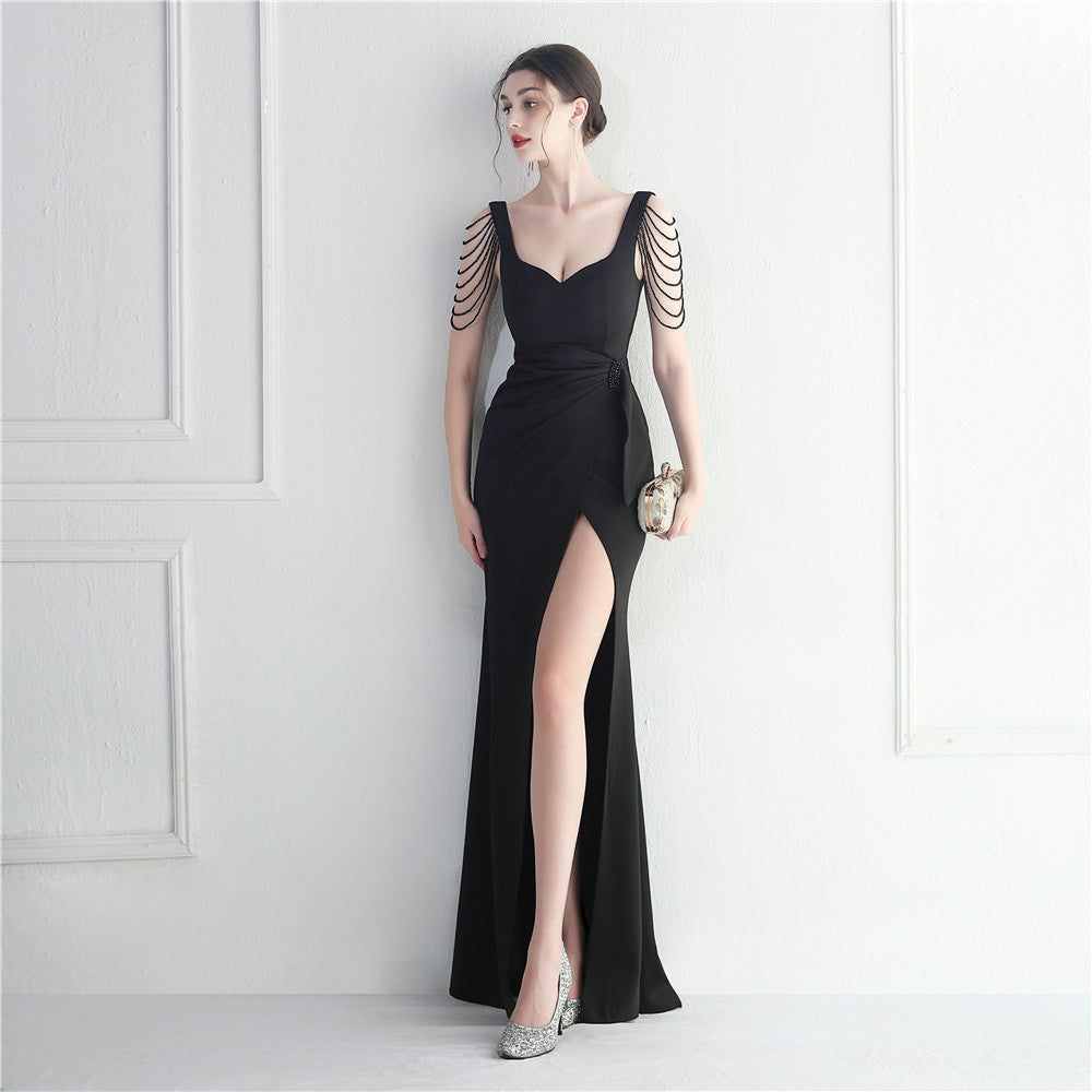 Beaded Craft Gown | Long Slit Dress | noémi