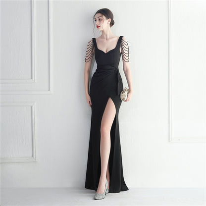Beaded Craft Gown | Long Slit Dress | noémi