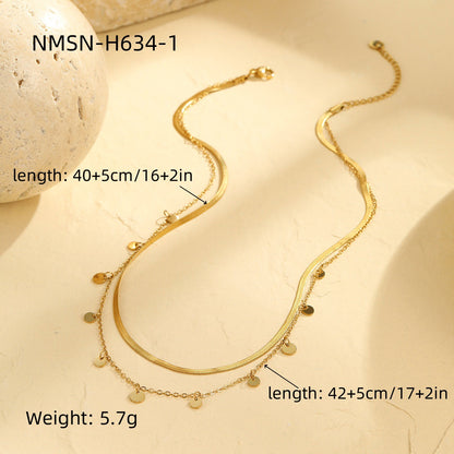 18K Gold Double Layer Necklace for Women | Stainless Steel Non Fading Tassel Chain | noémi