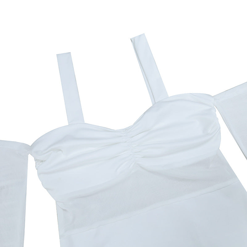 Womens Mesh Stitch Corset Dress with Spaghetti Straps Sleeves | noémi