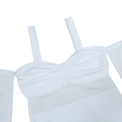 Womens Mesh Stitch Corset Dress with Spaghetti Straps Sleeves | noémi