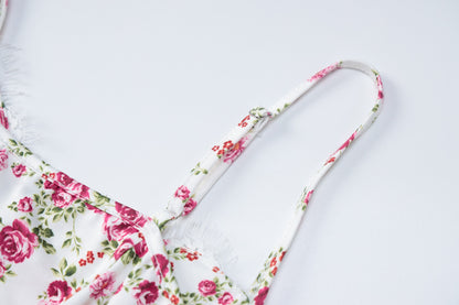 Women Floral Print Sling Dress with Side Split and Adjustable Straps | noémi