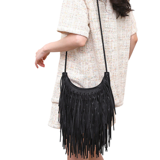 Brown Soft Leather Tassel Shoulder Bag – Handmade Messenger Style | noémi