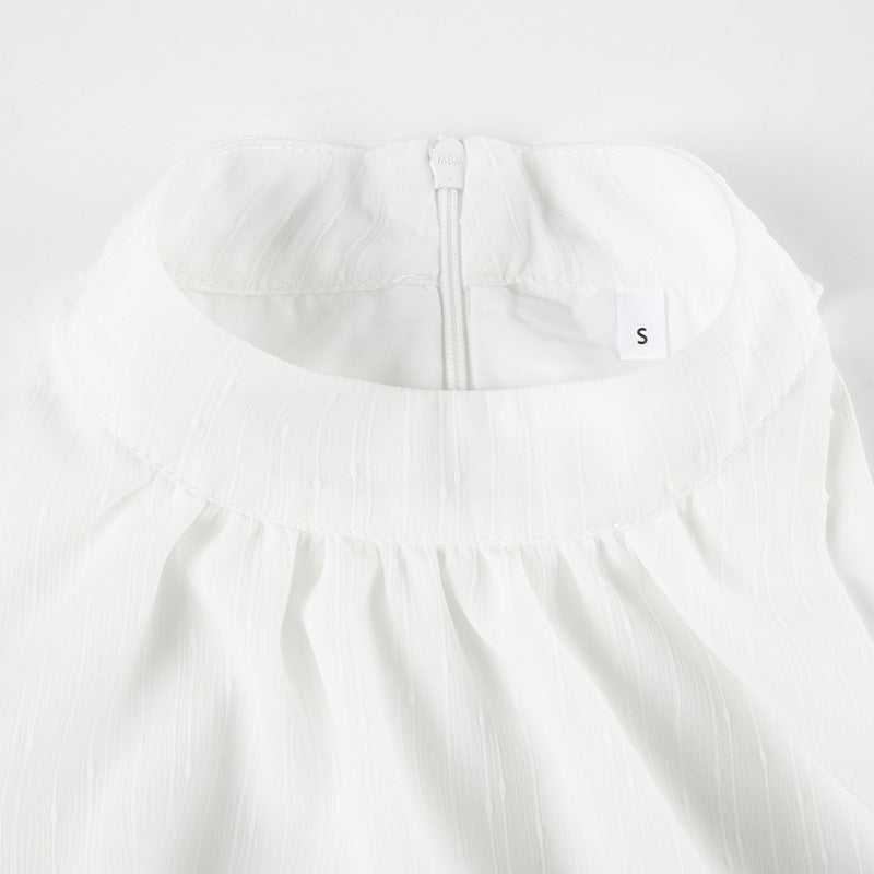 Womens Halter Neck Sleeveless Dress with Lace Up Waist and Double Layer Flounced Skirt | noémi