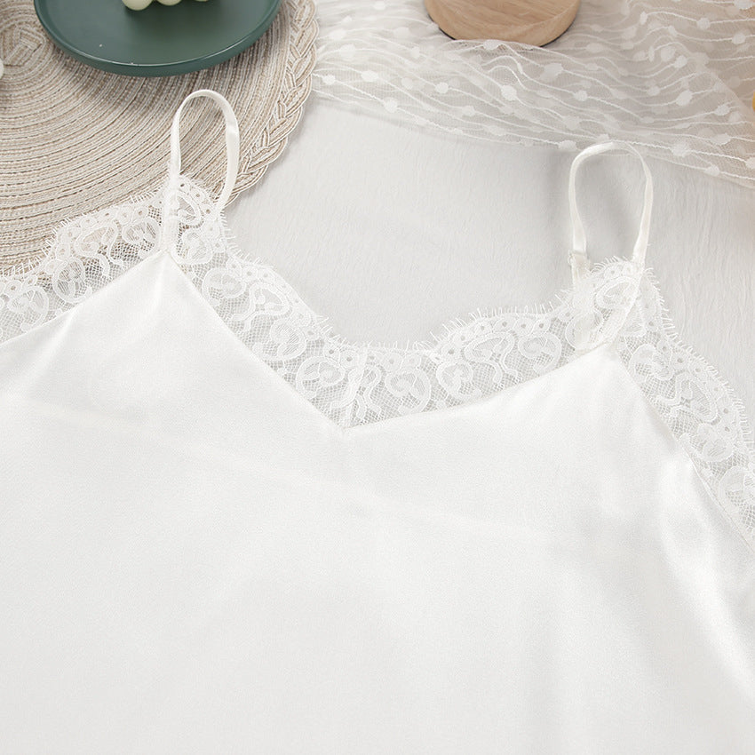 Womens Ice Silk Pajamas Set | Two Piece Cardigan Lace Up with Belt | noémi