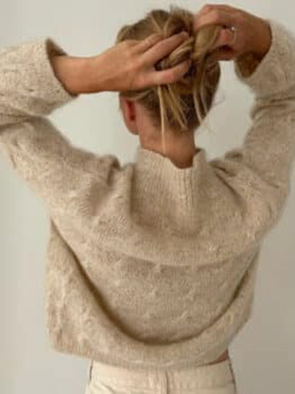 Turtleneck Sweater for Women | Casual Loose Knit Twisted Cable Long Sleeve Top | noémi