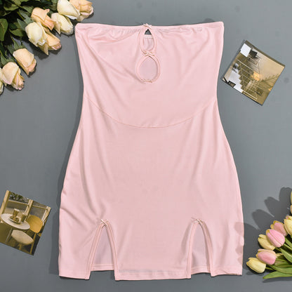 Bow Detail Sleeveless Dress with Hollow Cutouts and Side Split | noémi