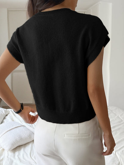 Womens Sweater | Deep V Neck, Short Sleeve Knit Top | noémi