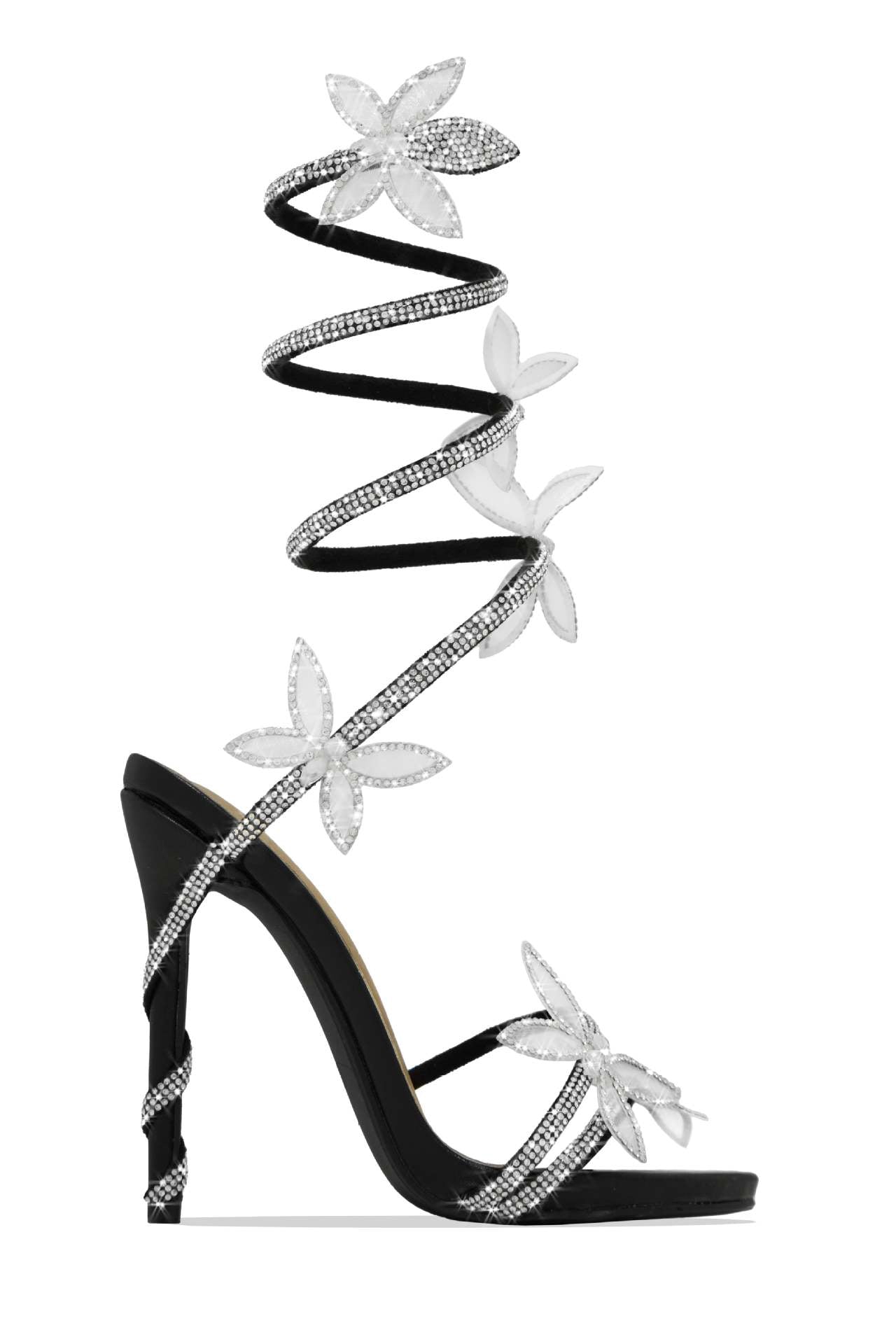 Butterfly Lace Up Heels | Crystal Embellished, Stiletto Sandals | noémi