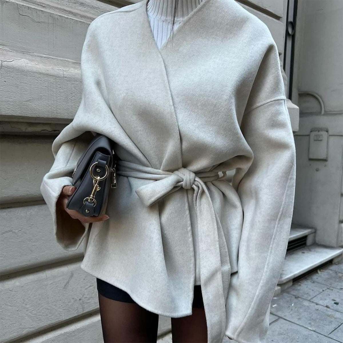 Belted Bell Sleeve Trench Coat | Wrap Jacket for Women | noémi