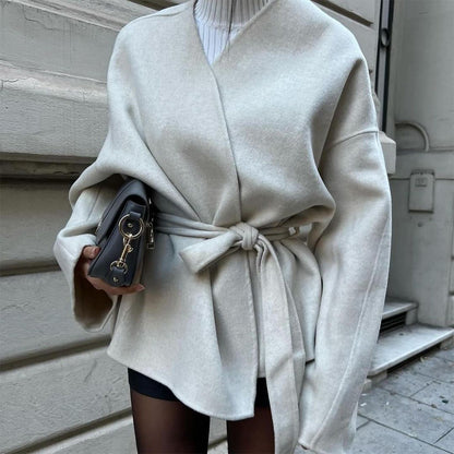 Belted Bell Sleeve Trench Coat | Wrap Jacket for Women | noémi