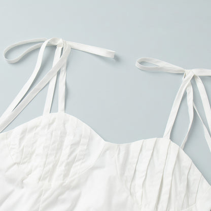 Womens Cotton Sling Balloon Dress with Slim Waist Bubble Hem | noémi