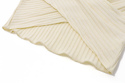 Ribbed Crossover Knit Top | Long Sleeve Fitted Crop Sweater | noémi