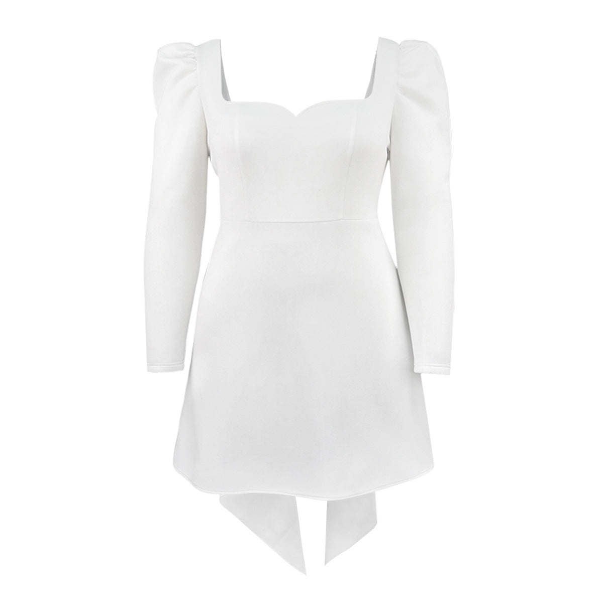 Square Collar | Long Sleeve | Backless | Bow Detail | Slim Fit Dress | noémi