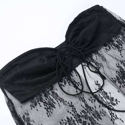 Sheer Lace Tube Top | Strapless Knitted Mesh Corset Style | noémi