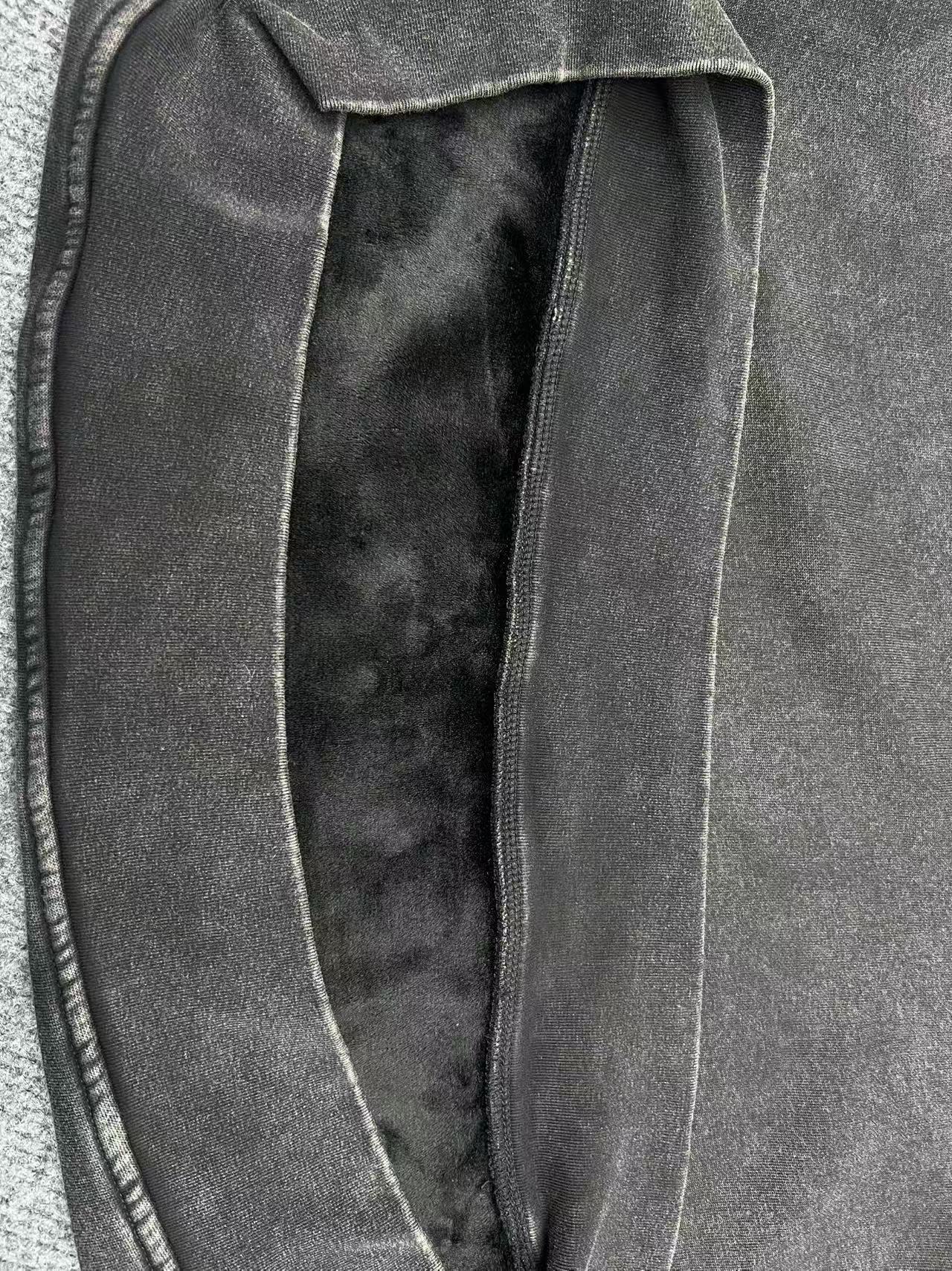 Fleece Lined Bow Sweater | Washed Black, Thickened Loose Fit | noémi