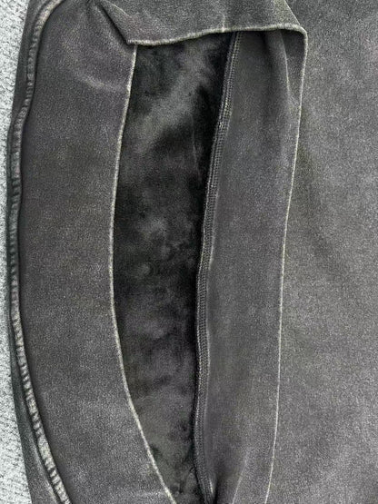 Fleece Lined Bow Sweater | Washed Black, Thickened Loose Fit | noémi