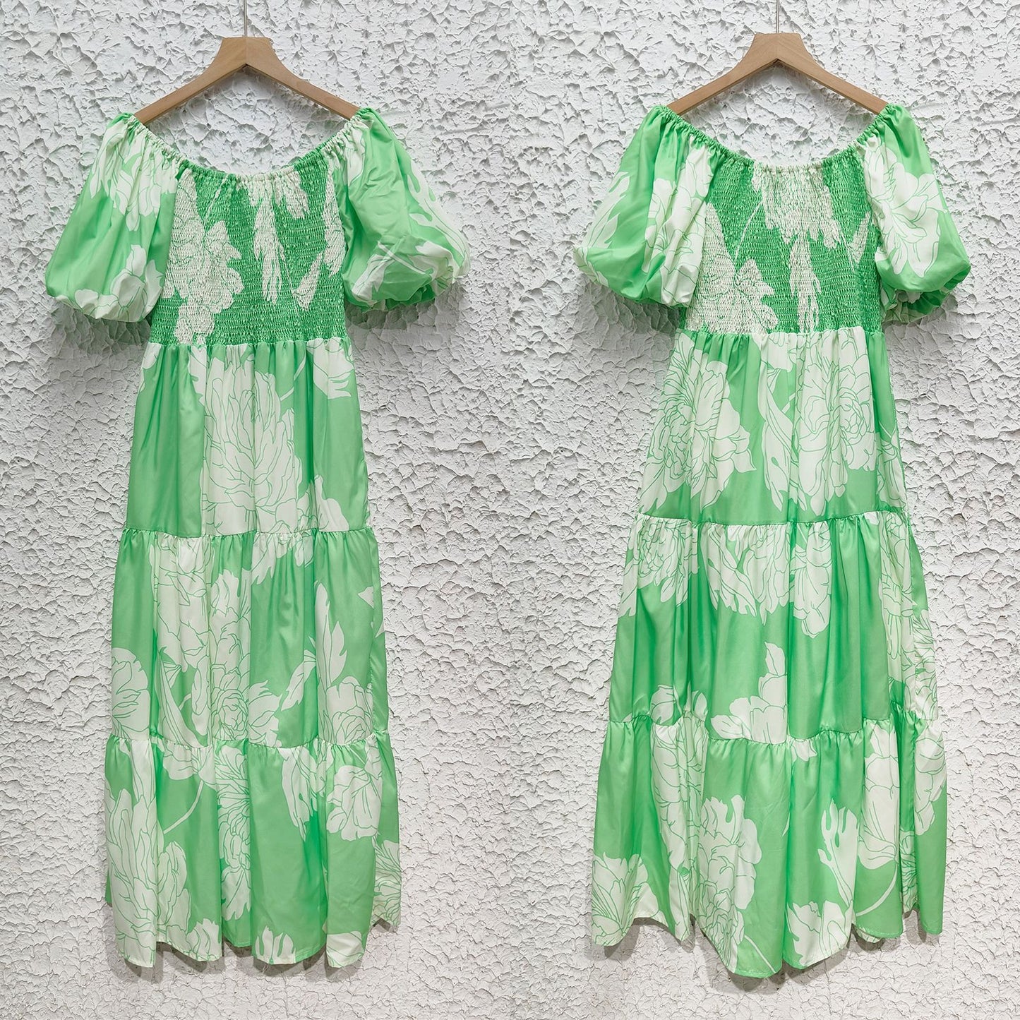 Off Shoulder Floral Puff Sleeve Midi Dress | Lightweight & Flowy | noémi