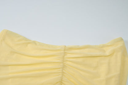 Womens Off Shoulder Slim Fit Lace Up Dress with Sheer Details | noémi