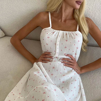 Sling Cotton Printed Nightdress | Womens Homewear Pajamas | noémi