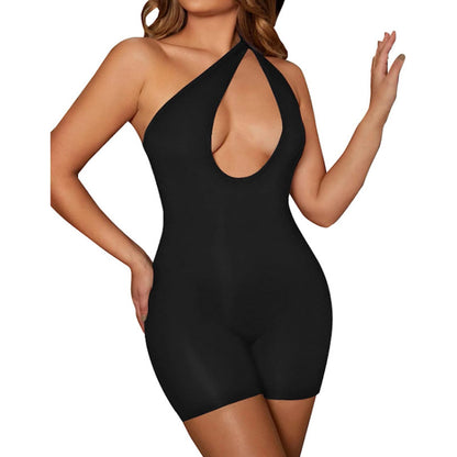 Women’s Cutout High Waist Leotard | Oblique Shoulder Strap, Sleeveless & Backless | noémi