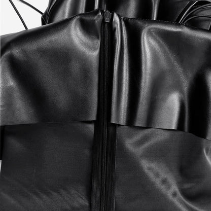 Faux Leather Slimming Dress | Sling Waist Split Dress for Women | noémi