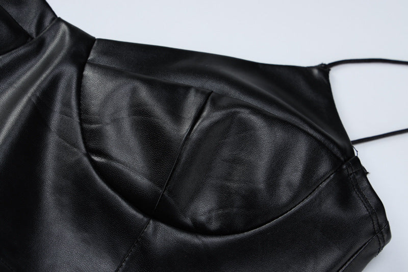 Faux Leather Cropped Vest | Sling Top for Women | noémi
