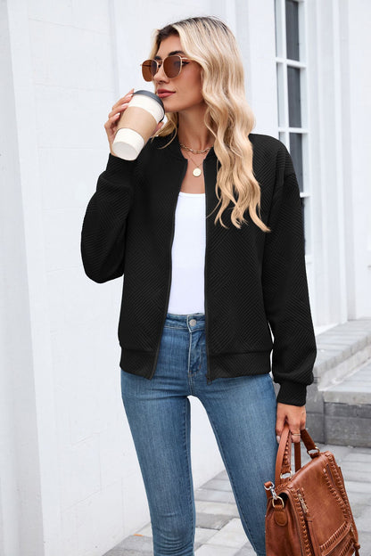 Womens Varsity Jacket | Solid Color Zip Up Sweatshirt | noémi