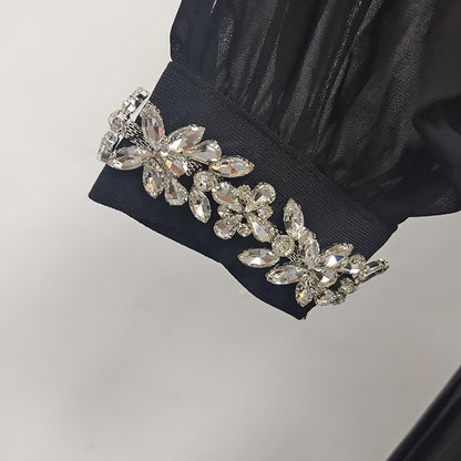 One Shoulder Maxi Dress | Diamond Detail Side Slit Slim Fit | noémi