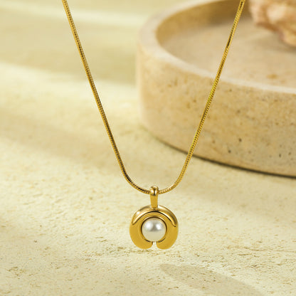 Pearl Pendant Necklace | Gold & Silver Stainless Steel | Women’s Clavicle Chain Jewelry | noémi