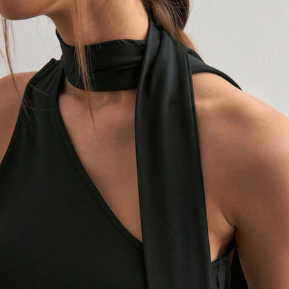 Cutout Top with Scarf Neck Detail | Sleeveless Modern Statement Tank | noémi