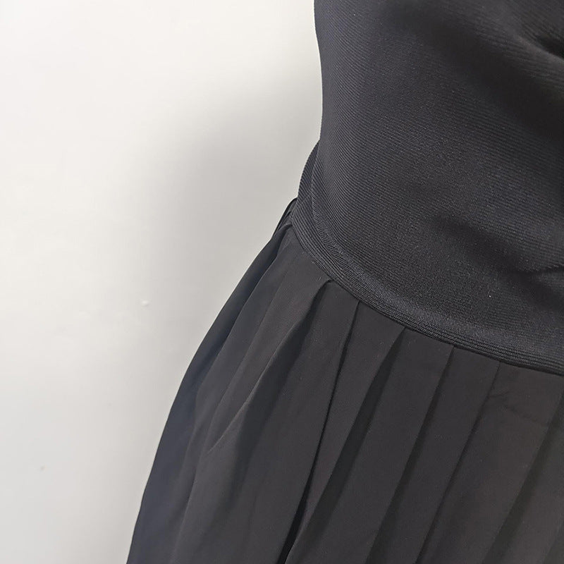 One Shoulder Maxi Dress | Diamond Detail Side Slit Slim Fit | noémi