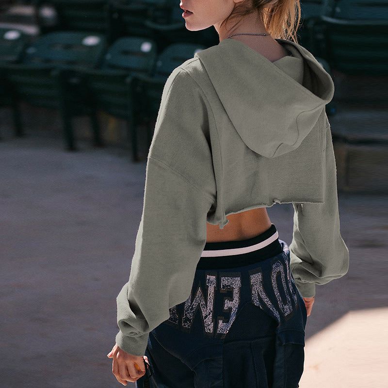 Cropped Zip Up Hoodie for Women | Long Sleeve Sweatshirt | noémi