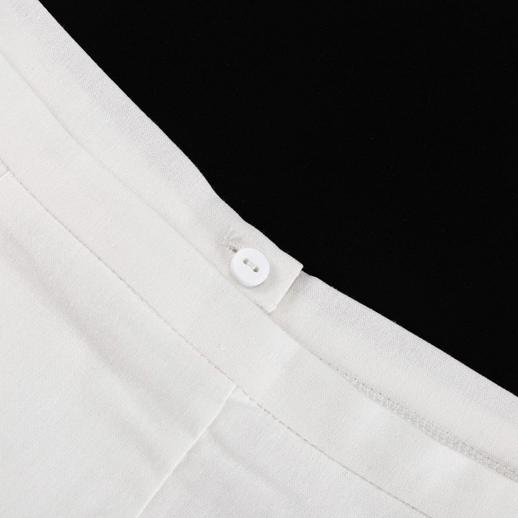 Sleeveless Waistcoat Lacing Cross Top Two Piece Set | Pantskirt | noémi