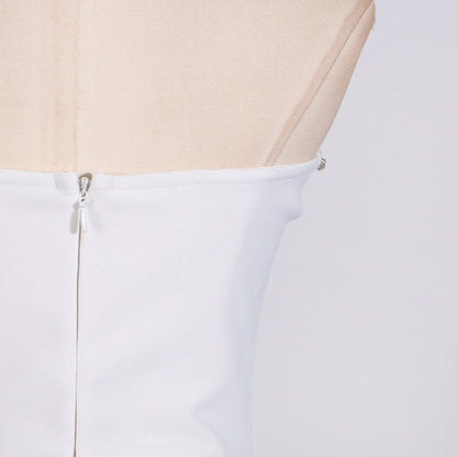 White Rhinestone Mini Dress | Sleeveless Tube Top Backless Dress | noémi