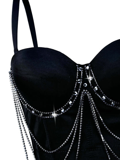 Tassel Chain Camisole | Corset Bra with Sparkling Boning | noémi `