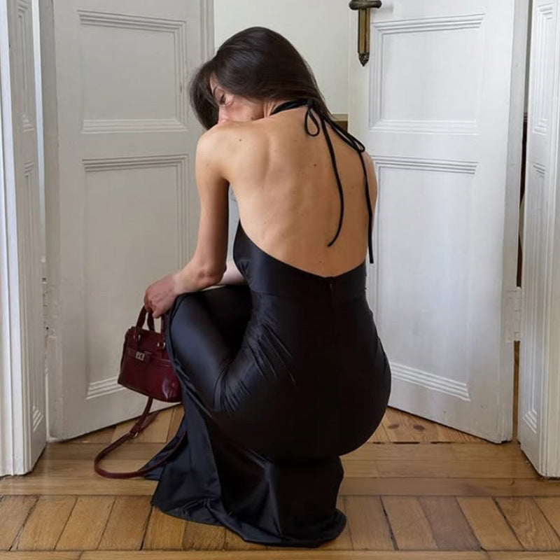 Womens Slim Fit Halter Waist Sheath Maxi Dress | noémi