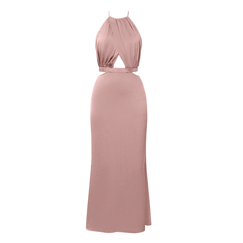 Halter Neck Ruffled Maxi Dress | Slim Fit Dress | noémi
