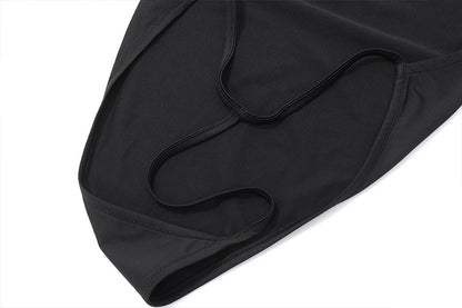 Backless Black Long Sleeve Bodysuit | Strappy Open Back Square Neck | noémi