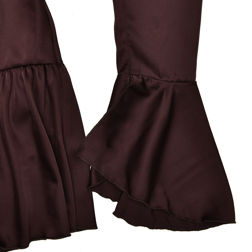 Patchwork Ruffle Bandage Dress | Slim Fit V Neck | noémi