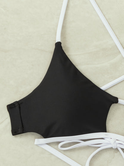 Hollow Out Cutout Tied Low Waist T Back Split Bikini Set for Women | noémi