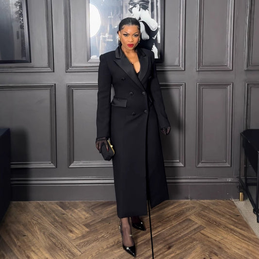 Womens Long Blazer Dress | Slim Fit Collared Coat | noémi