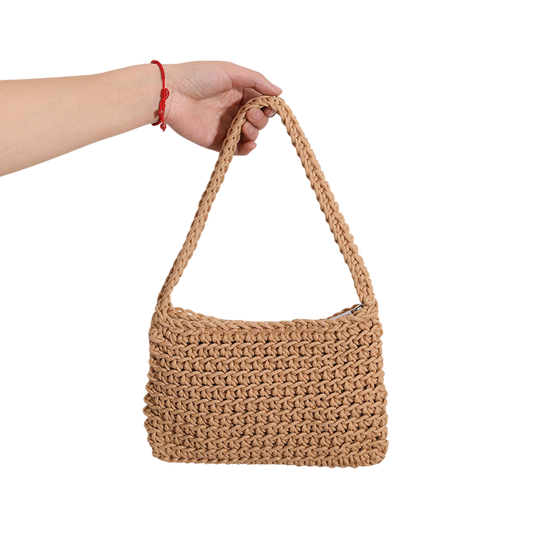 Square Cotton-Thread Woven Straw Underarm Bag – Yellow Summer Tote | noémi