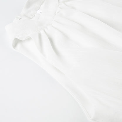 Womens Halter Neck Sleeveless Dress with Lace Up Waist and Double Layer Flounced Skirt | noémi