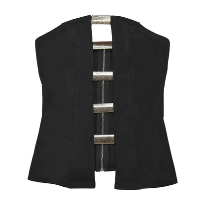 Tube Top & Gold Buckle Wide Leg Pants Set | 2 Piece Statement Outfit | noémi