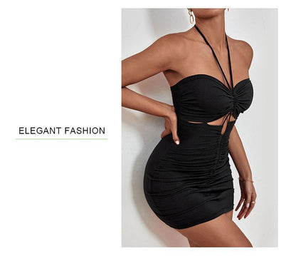 Womens Strappy Backless Fitted Mini Dress | noémi