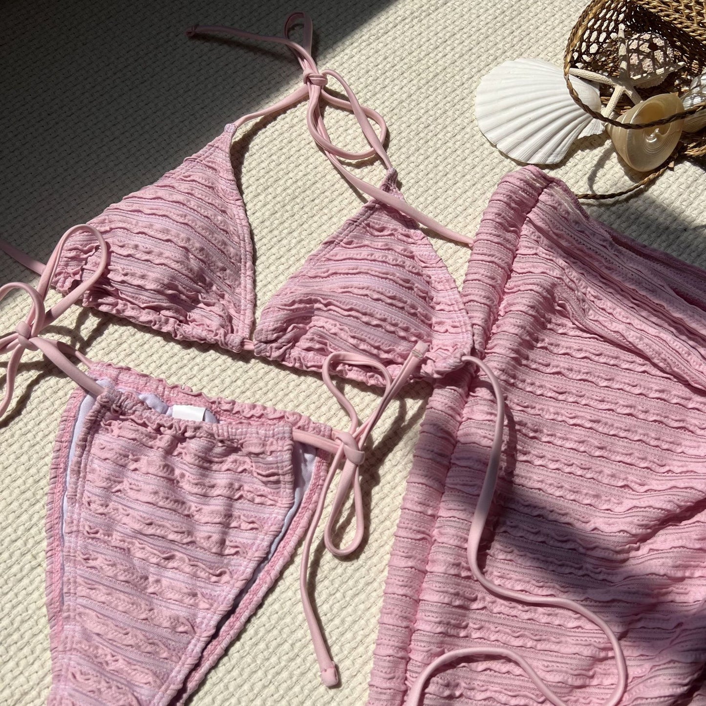 Womens Three Piece Swimwear Set | Bikini Top Bottom Matching Cover Up | noémi