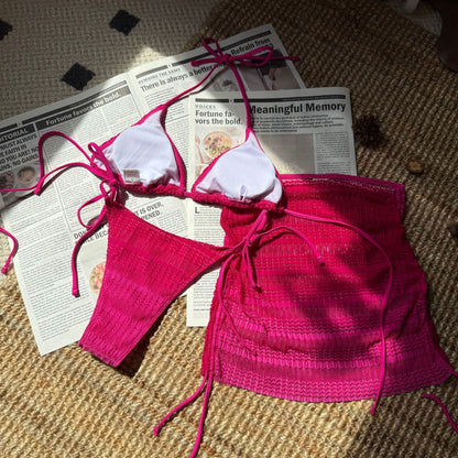 Gradient Mesh Three Piece Set Beach Skirt Bikini | noémi